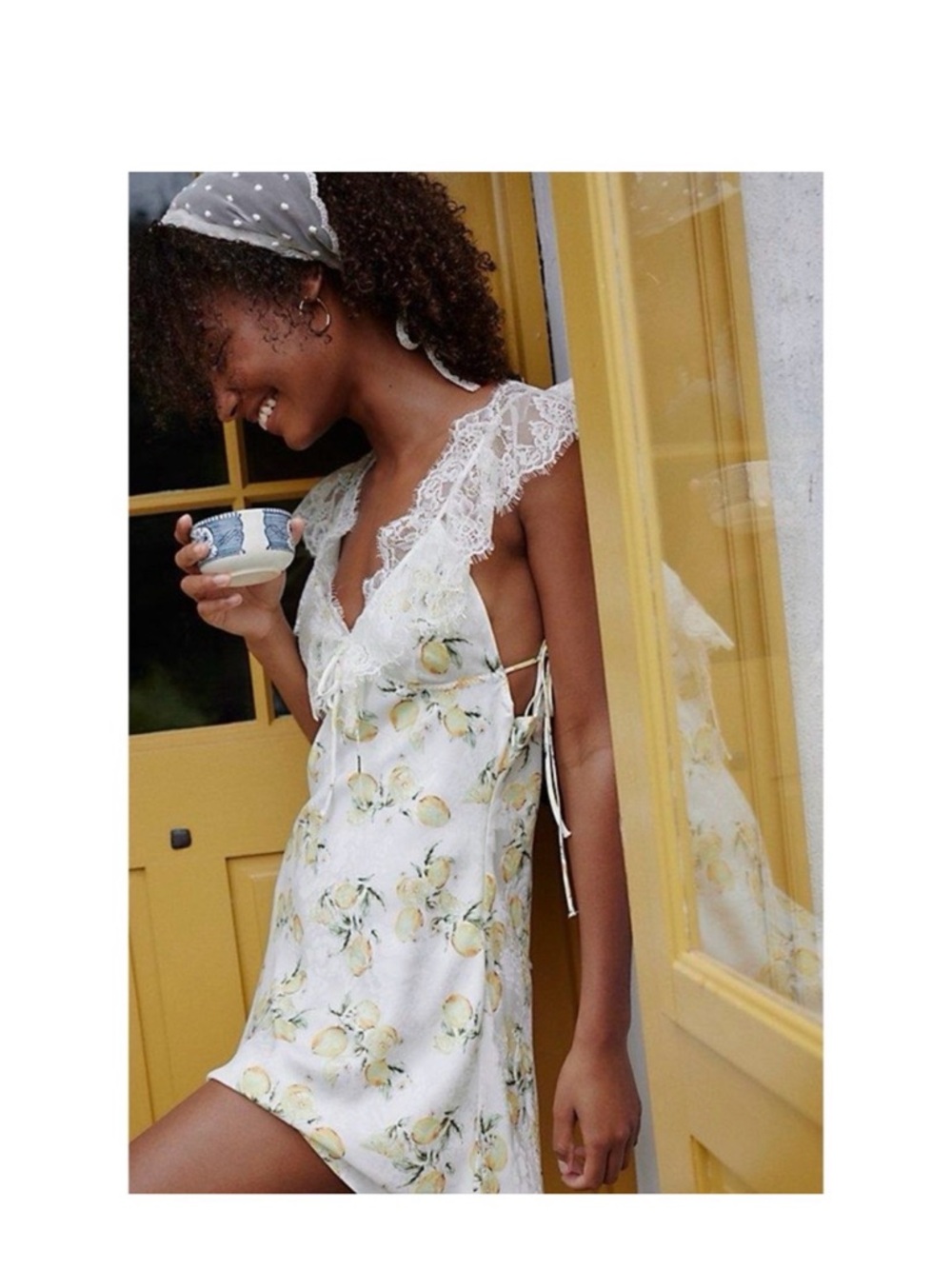 For Love End Lemons Audrey Lemons Print Lace Trim Mini Dress Sz Medium NWT - Picture 3 of 15